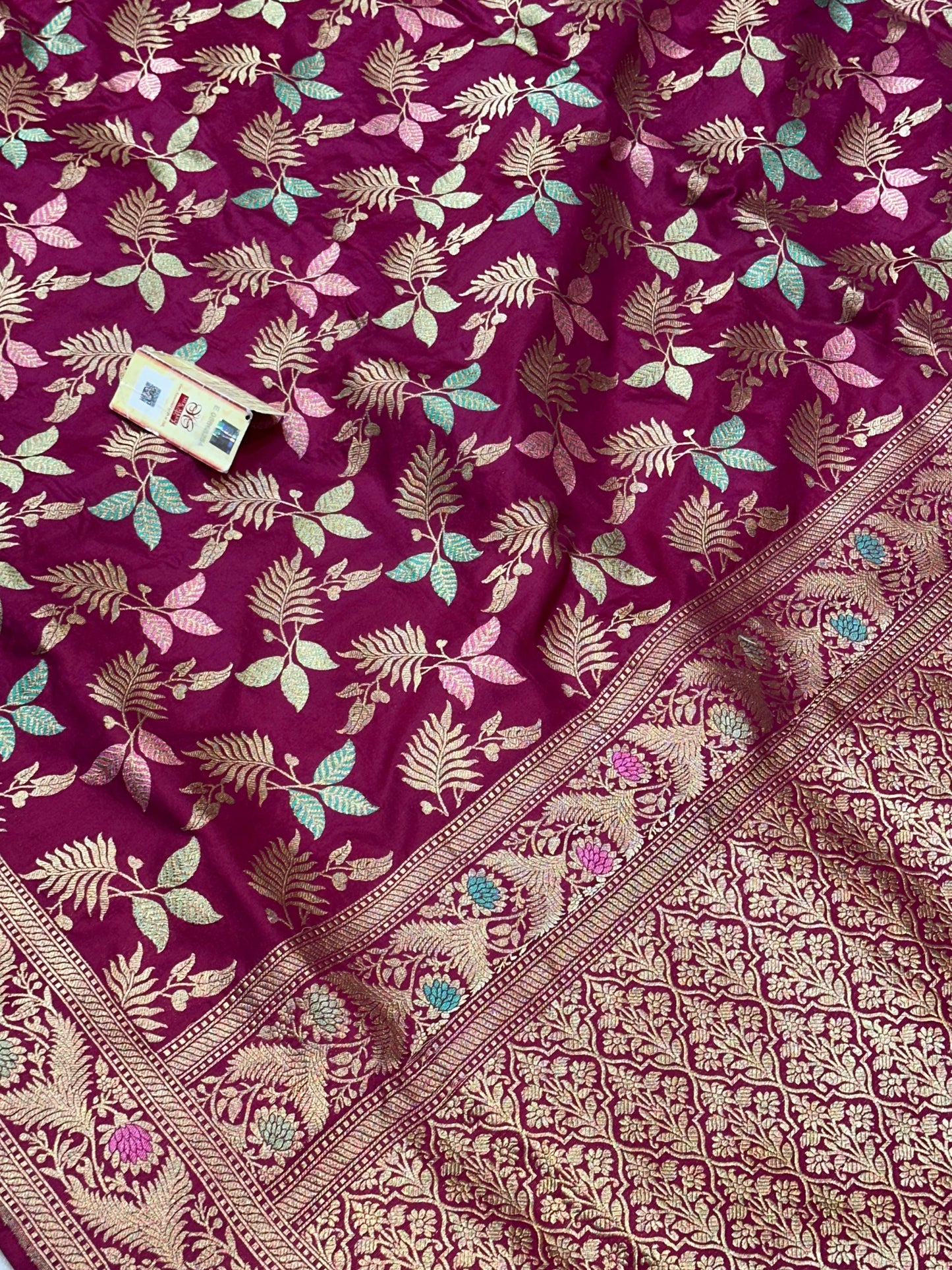 Banaras 100% Pure katan Kadua Tilfi Premium Silk Saree with allover Kadua Minakari Tilfi Jaal weave