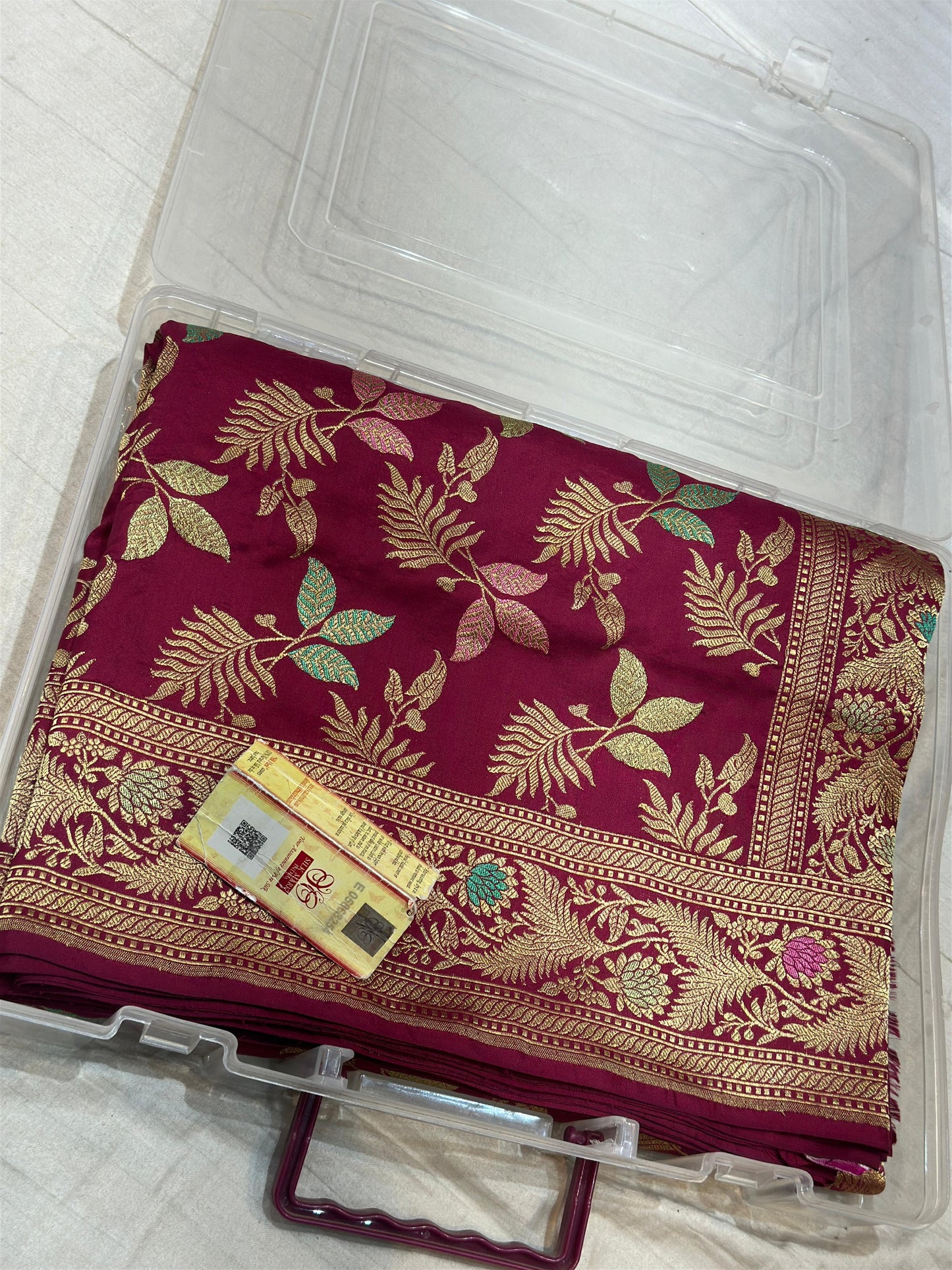 Banaras 100% Pure katan Kadua Tilfi Premium Silk Saree with allover Kadua Minakari Tilfi Jaal weave