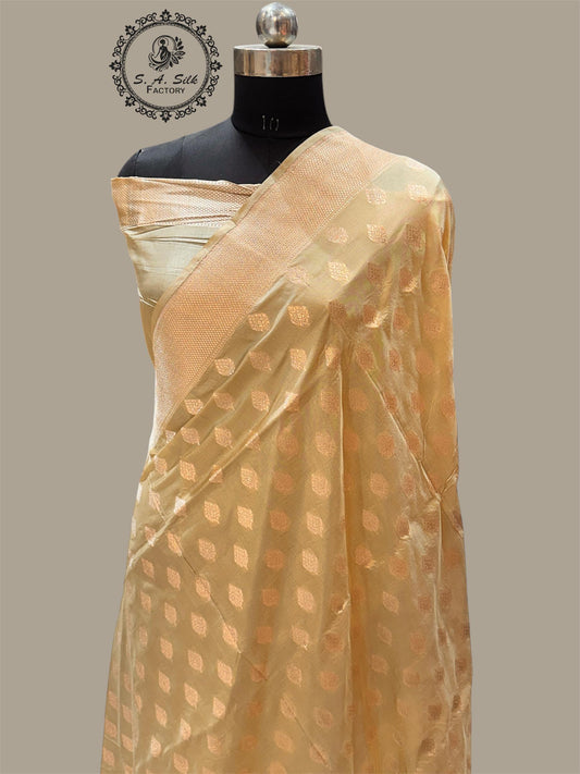 Banaras 100% Pure katan Silk Saree with allover beautiful jaal design On full body with water zari colour of weave