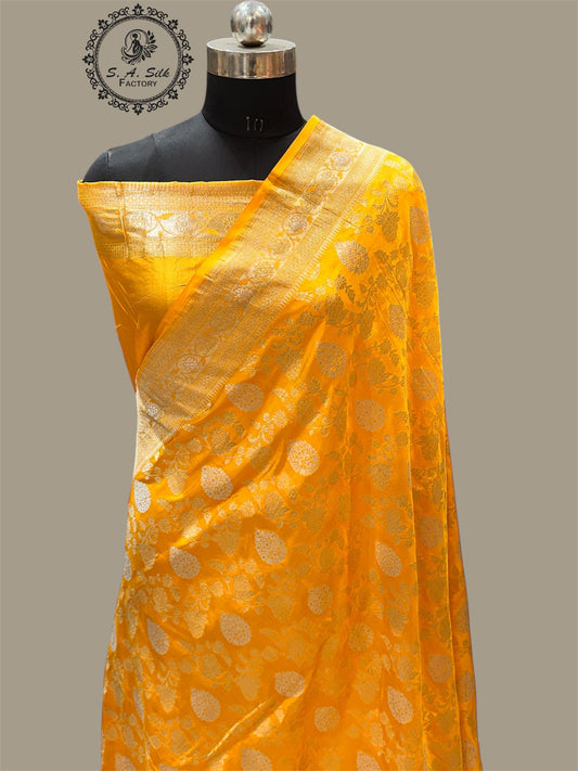 Banaras 100% Pure katan Silk Saree with allover beautiful Sona Roopa jaal design On full body