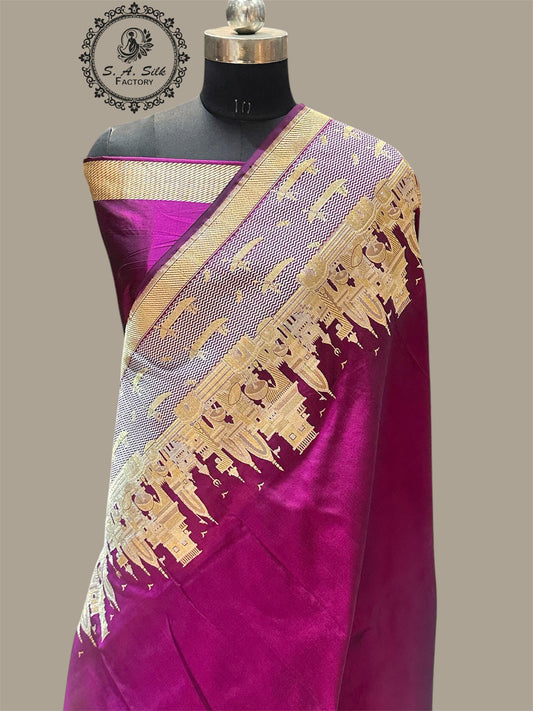 Banaras 100% Pure katan Premium Kadua Silk Saree with allover beautiful Banarasi Ghat design On full body