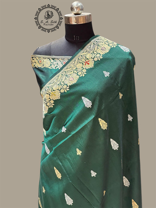 Banaras 100% Pure katan Premium Kadua Silk Saree with allover beautiful Sona Roopa Buta design On full body