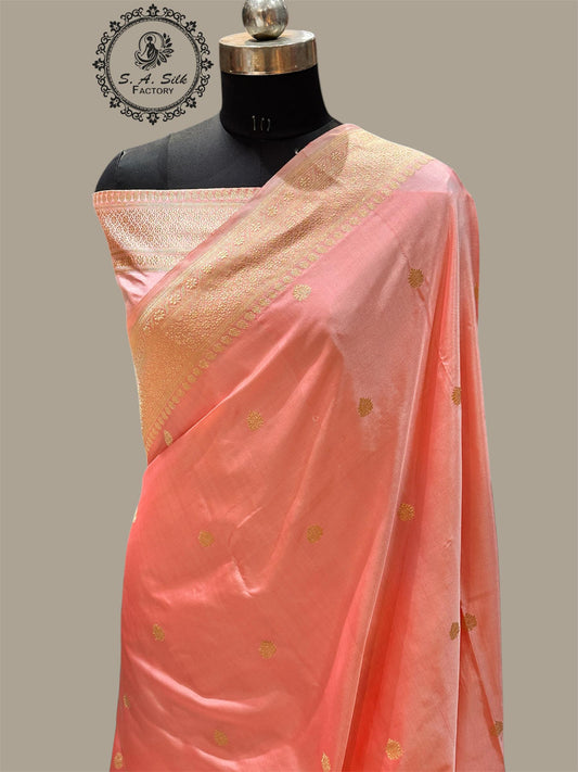 Banaras 100% Pure Mashru katan Premium Kadua Silk Saree with allover beautiful Jari Buti design