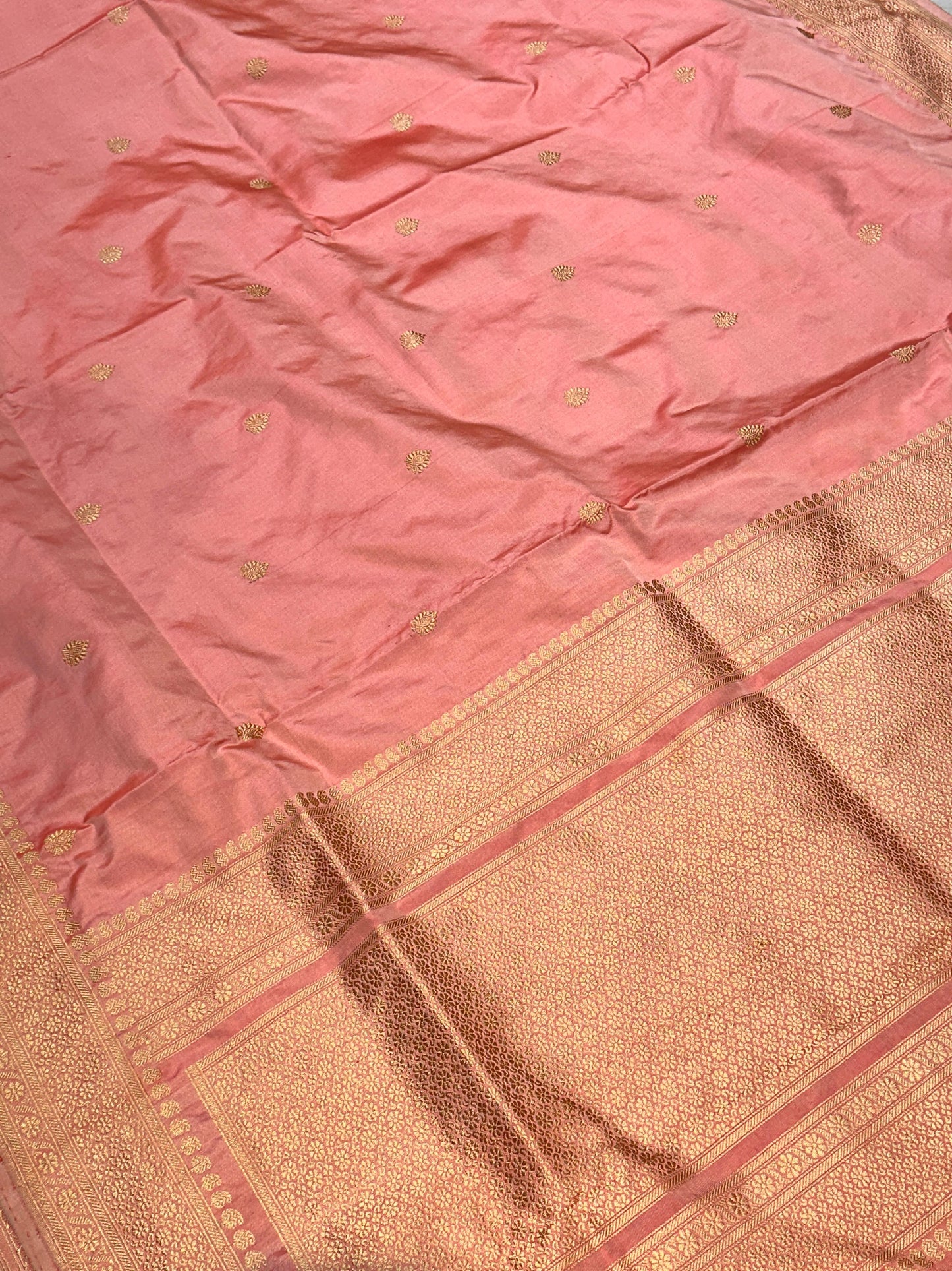 Banaras 100% Pure Mashru katan Premium Kadua Silk Saree with allover beautiful Jari Buti design