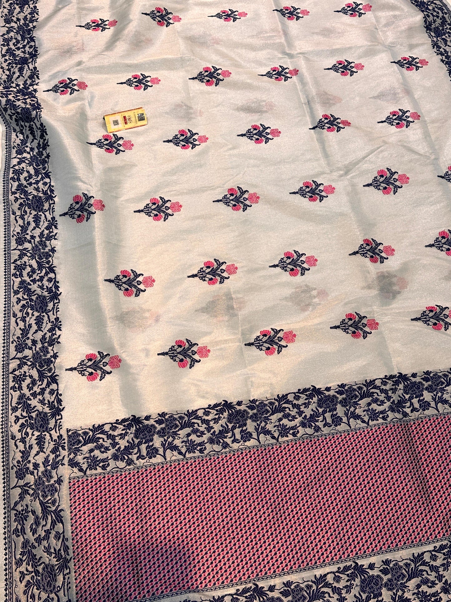 Banaras 100% pure katan Tissue silk Saree with premium real silk saree with allover Weave Kadua (Light Powder Blue)