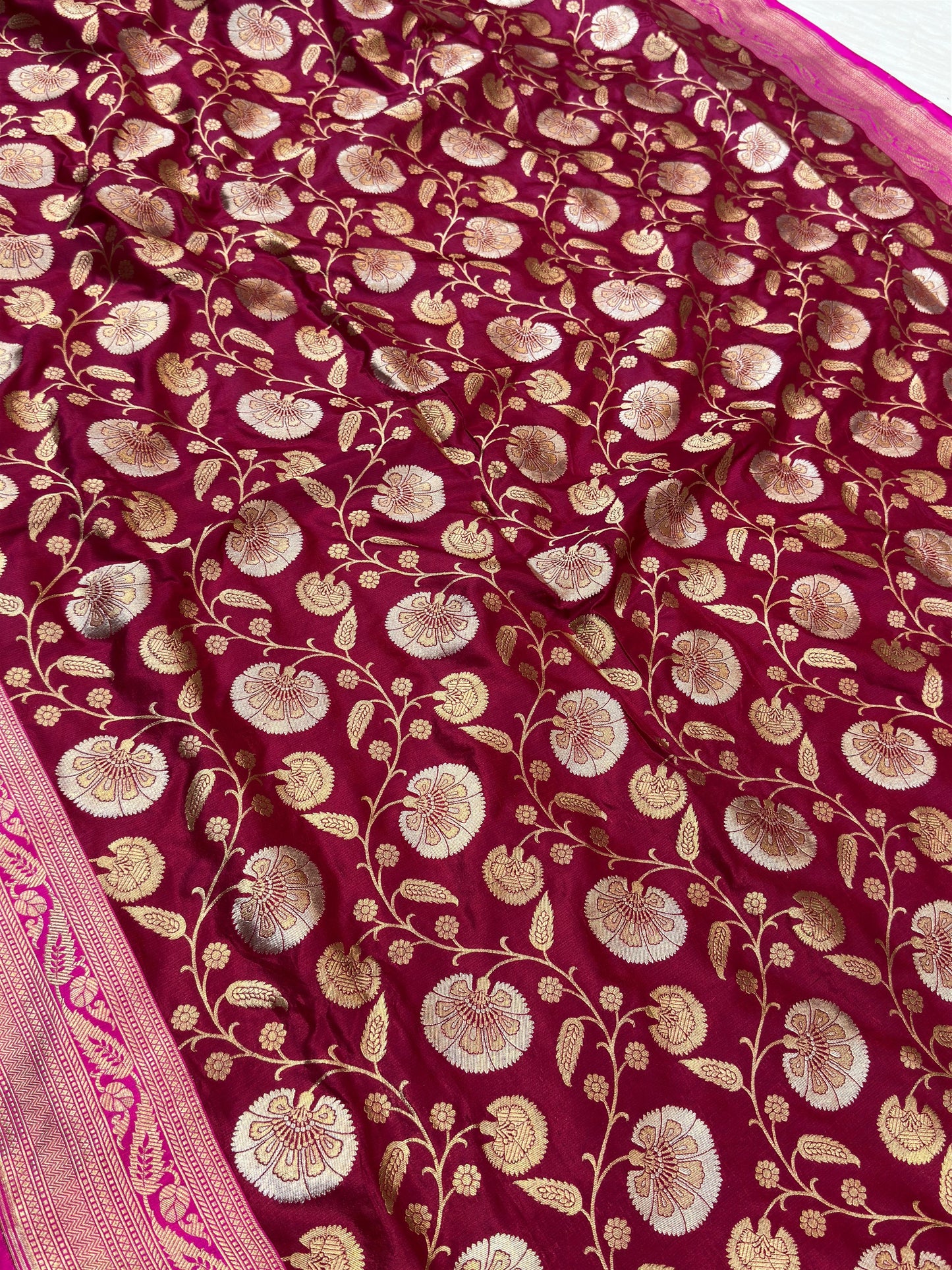 Banaras 100% pure katan silk Saree with premium real silk saree with allover water zari (Mehroon)