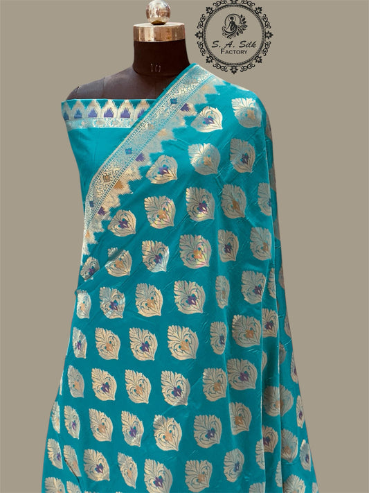 Banaras 100% pure katan silk Saree with premium real silk saree with allover water zari (Light Rama Green)