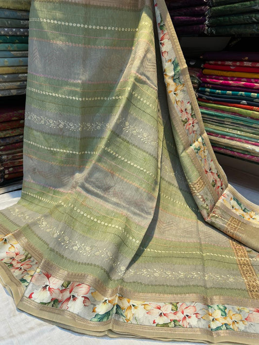 Banaras katan Digital Kashmiri fancy Silk Saree with allover matt Resham fancy Border (9)