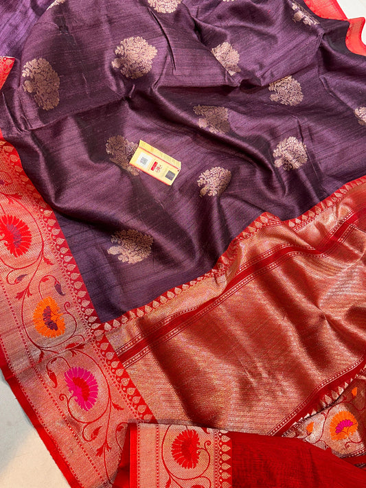 Banarasi 100% pure Tussre kadua premium handloom silk saree