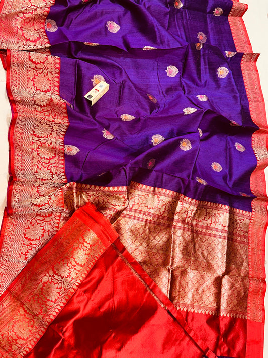 Banarasi 100% pure desi kadua premium Tussre Handloom silk saree