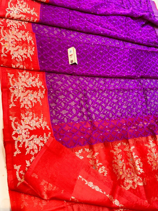 Banarasi 100% pure premium jutt net silk saree