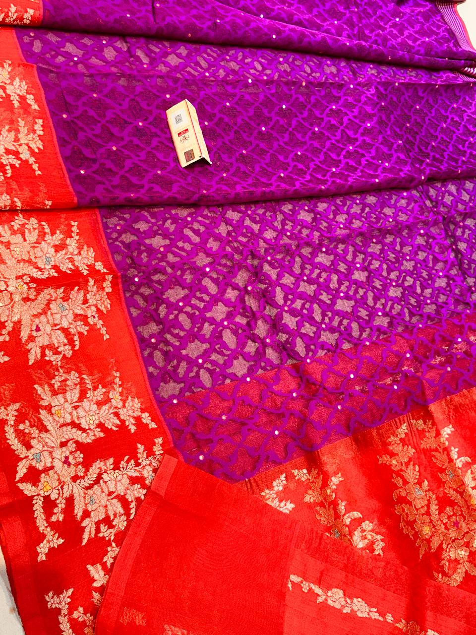 Banarasi 100% pure premium jutt net silk saree