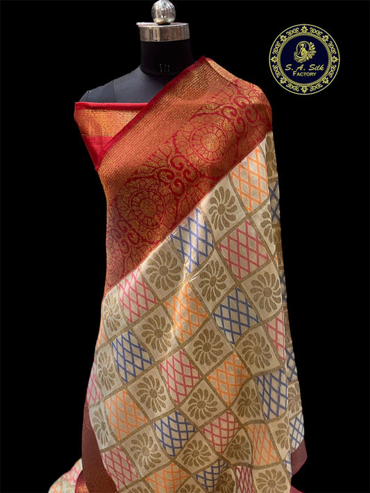 Banaras 100% pure Raw dupion silk saree