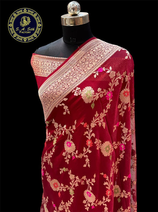 Banaras 100% pure khaddi chiffon silk saree