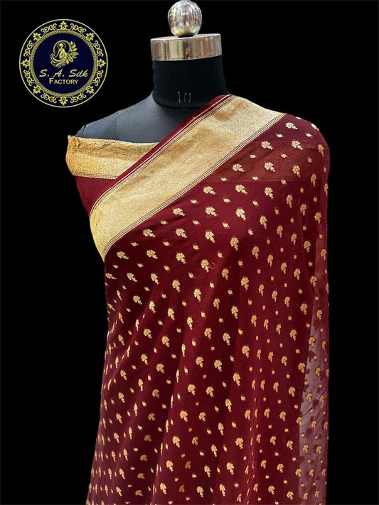 Banaras 100% pure khaddi chiffon silk saree