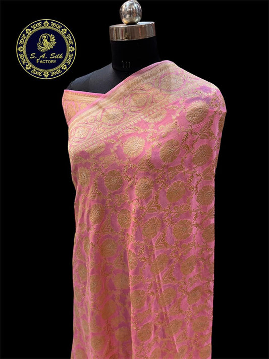 Banaras 100% pure khaddi chiffon silk saree