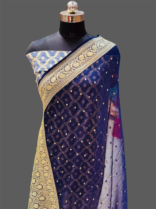 Banaras 100% pure khaddi chiffon silk saree
