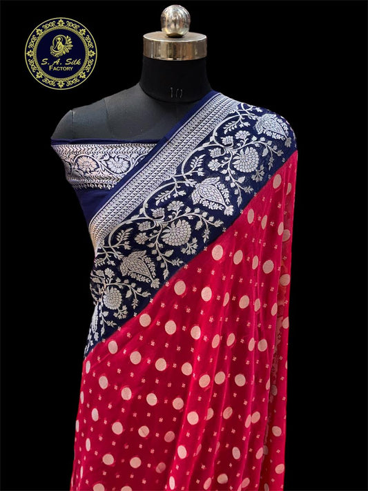 Banaras 100% pure khaddi chiffon silk saree