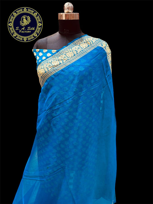 Banaras 100% pure khaddi chiffon silk saree