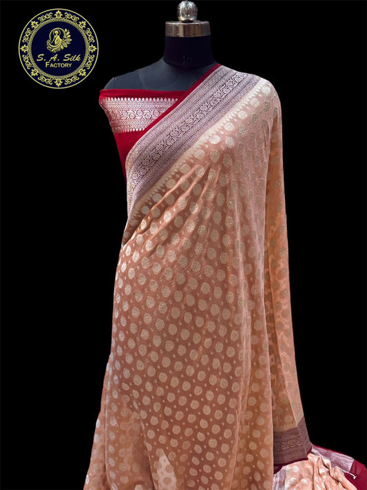Banaras 100% pure khaddi chiffon silk saree