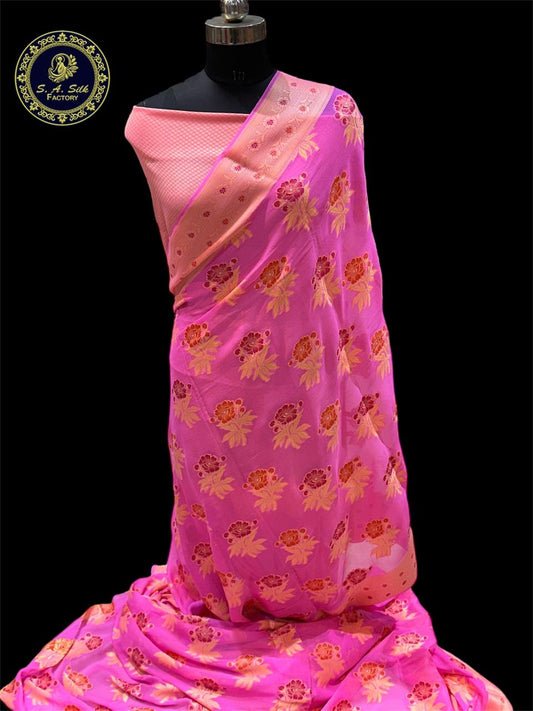 Banaras 100% pure khaddi chiffon silk saree