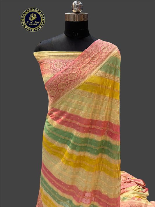 Banarasi 100% pure khaddi chiffon silk saree