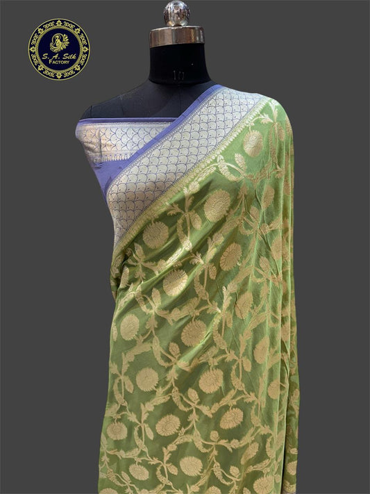 Banaras 100% pure khaddi chiffon silk saree