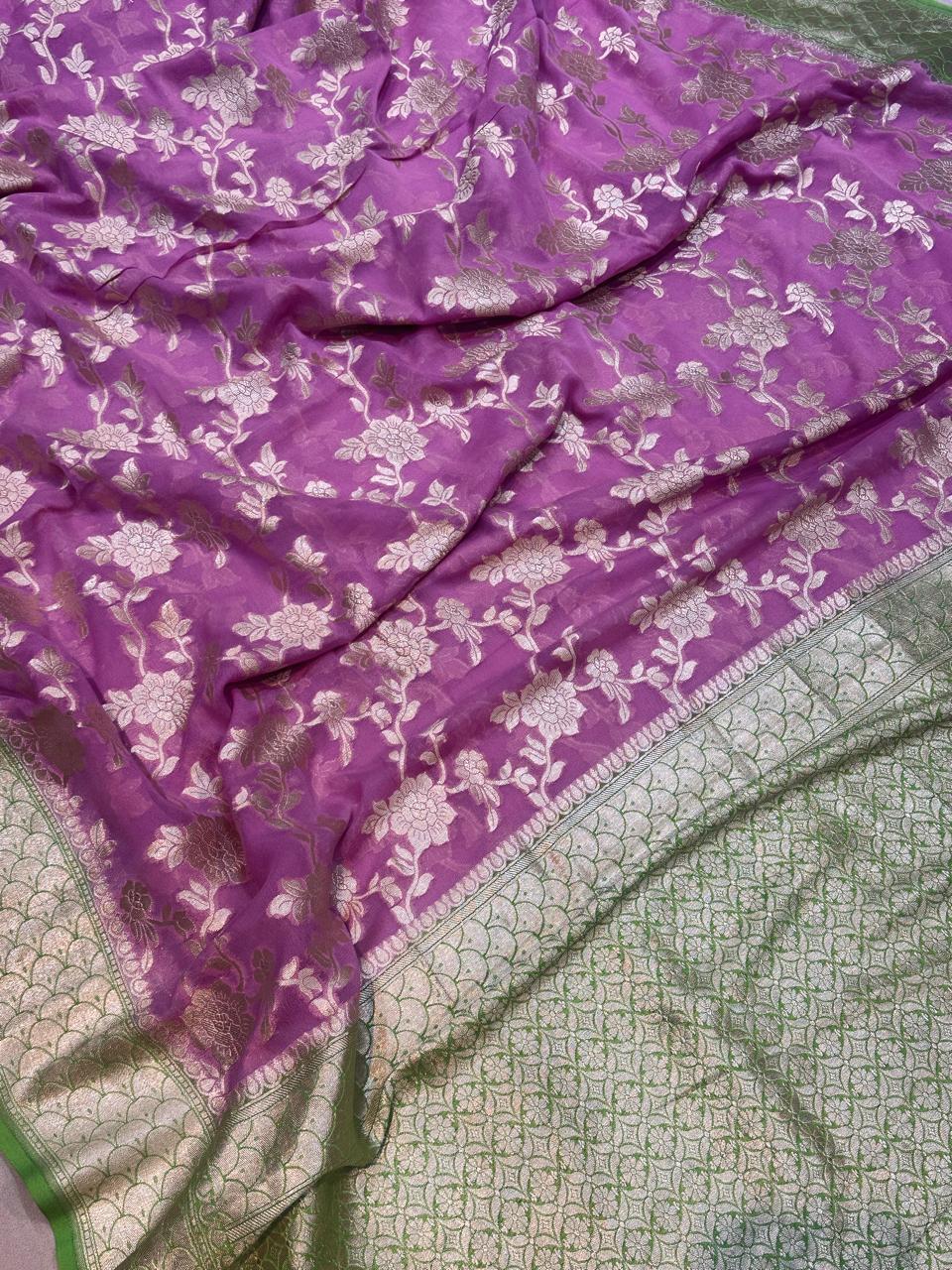 Banaras 100% pure khaddi chiffon silk saree