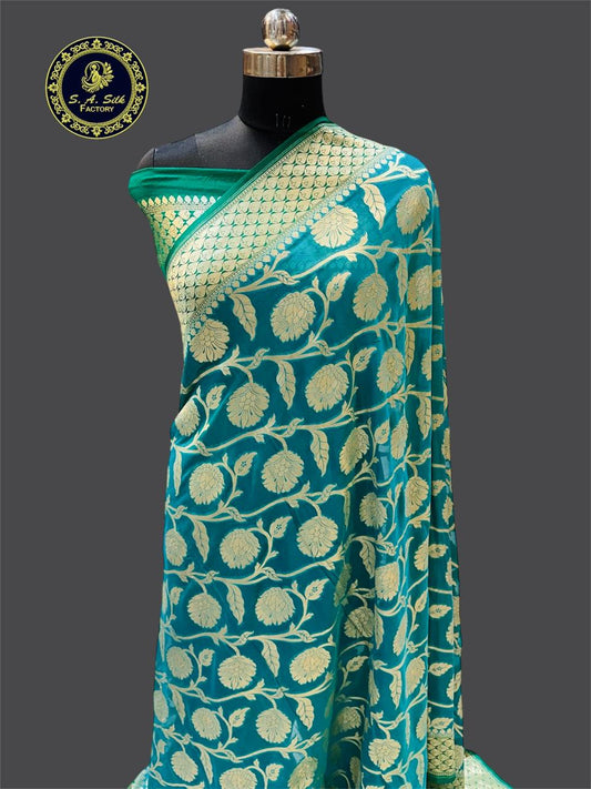 Banaras 100% pure khaddi chiffon silk saree