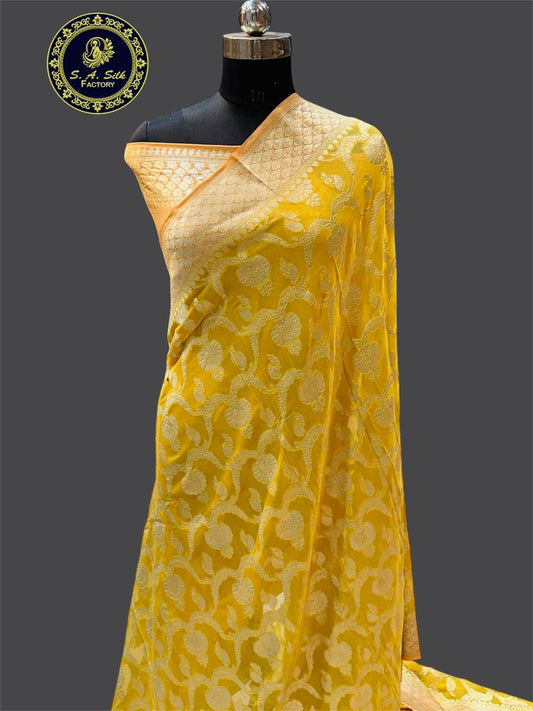 Banarasi 100% pure khaddi chiffon silk saree