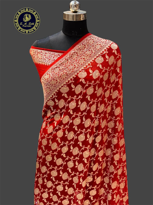 Banaras 100% pure khaddi chiffon silk saree