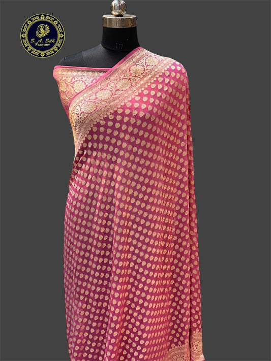 Banaras 100% pure khaddi chiffon silk saree