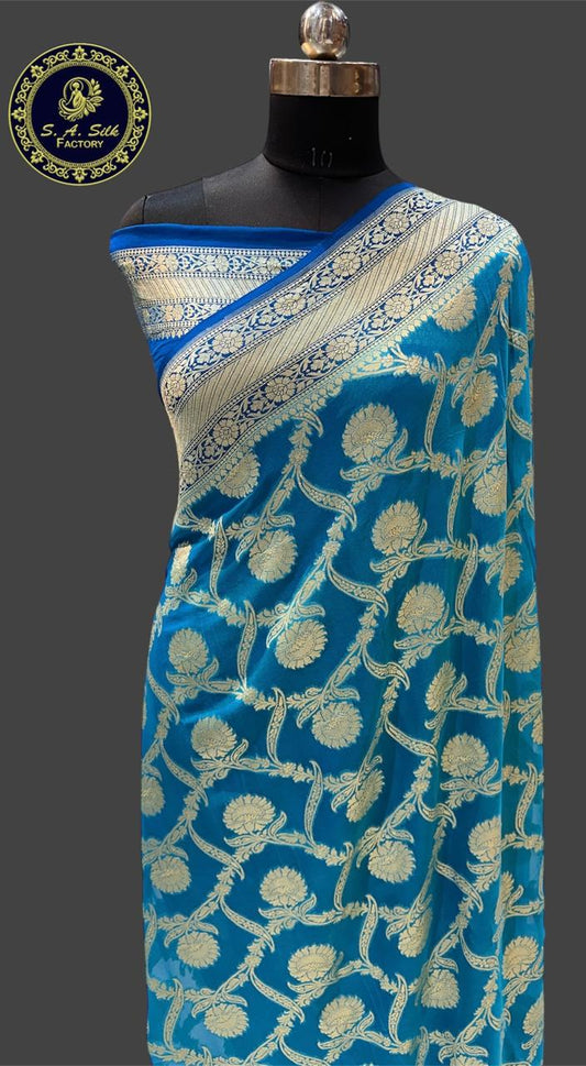 Banarasi 100% pure khaddi chiffon silk saree