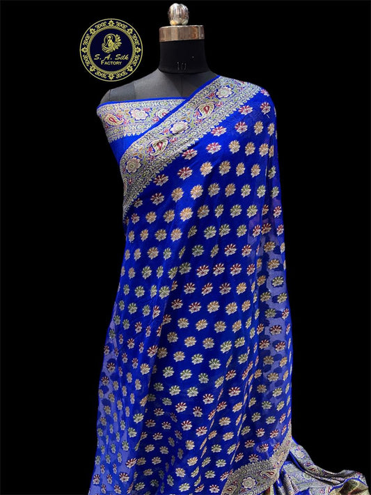 Banarasi 100% pure khaddi chiffon silk saree