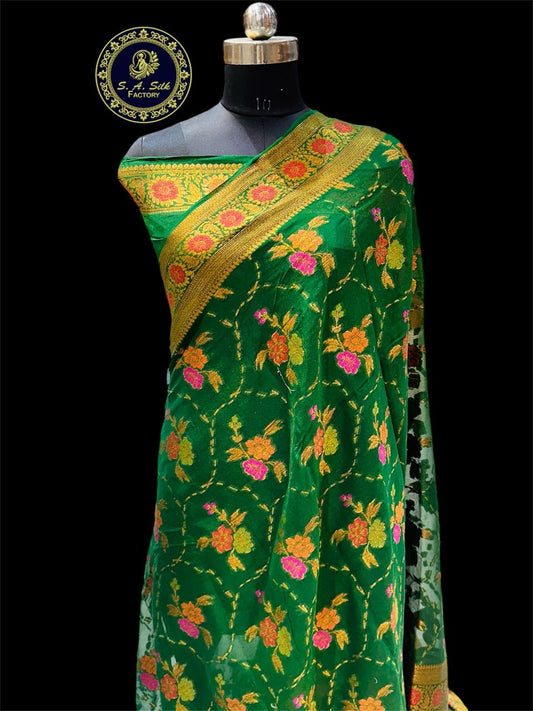 Banarasi 100% pure khaddi chiffon silk saree