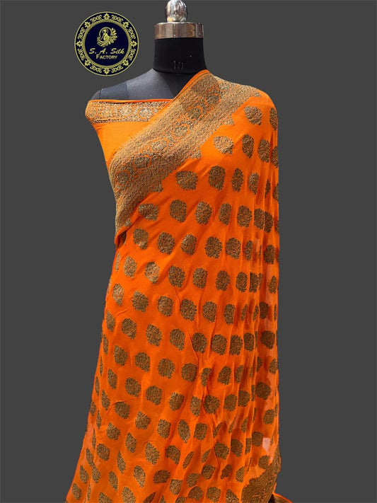 Banarasi 100% pure khaddi chiffon silk saree