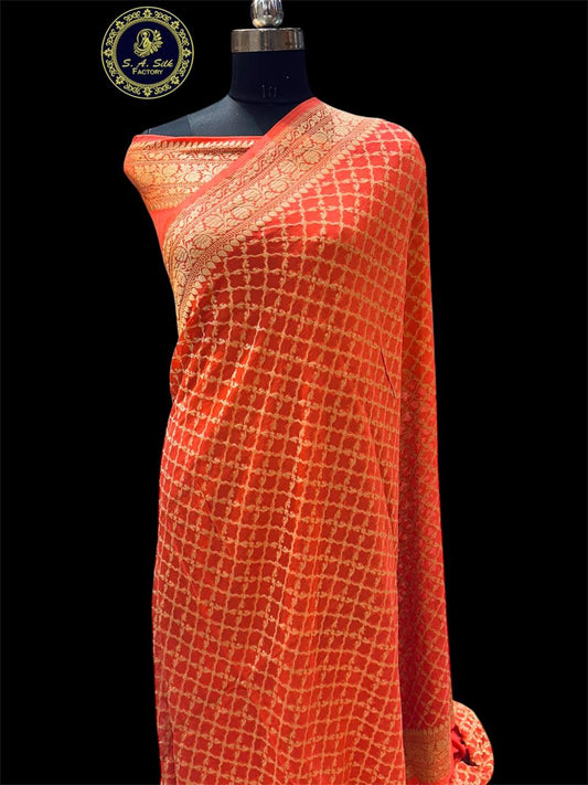 Banarasi 100% pure khaddi chiffon silk saree
