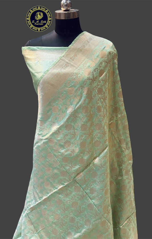 Banarasi 100% Pure katan silk Saree (Sea Green)