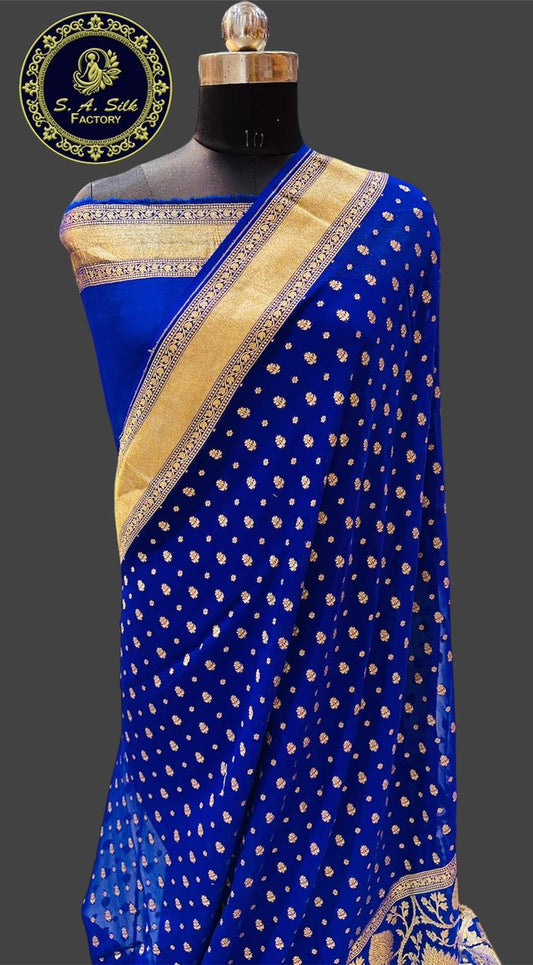 Banarasi 100% Pure khaddi chiffon silk saree
