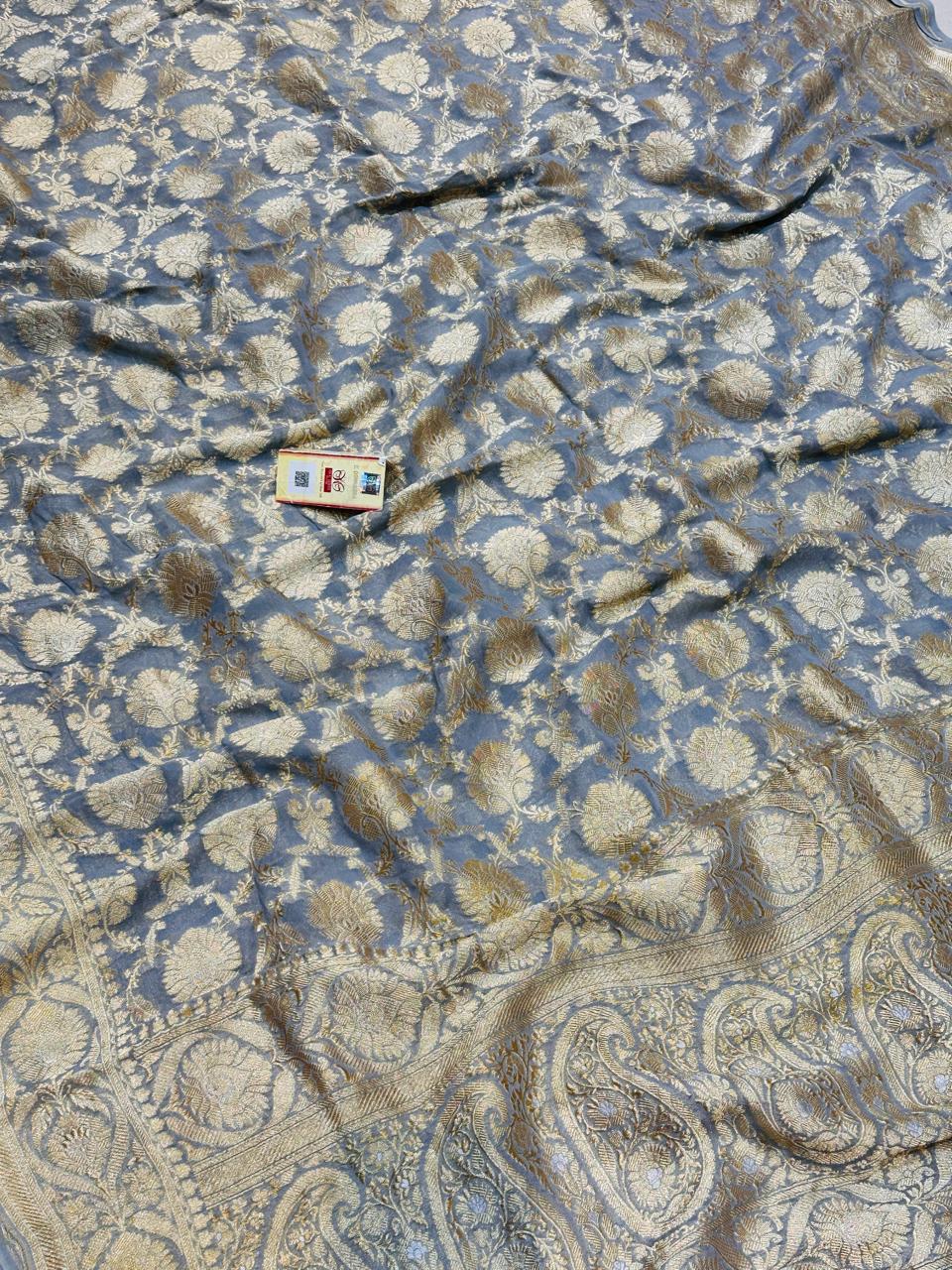 Banarasi 100% Pure khaddi chiffon silk saree