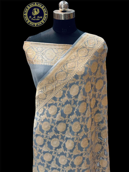 Banarasi 100% Pure khaddi chiffon silk saree