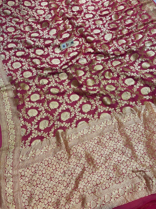Banarasi 100% Pure khaddi chiffon silk saree