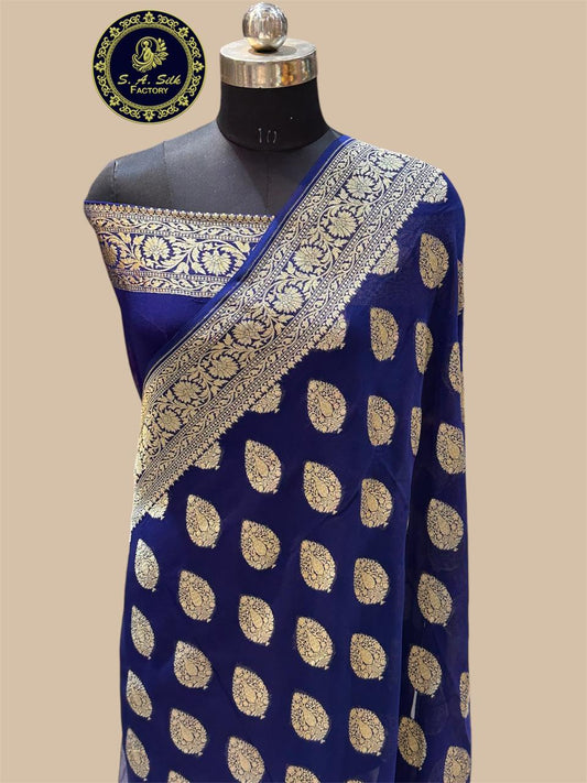 Banarasi 100% Pure khaddi chiffon silk saree
