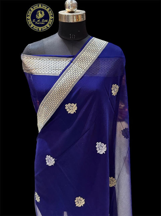 Banarasi 100% Pure khaddi chiffon silk saree