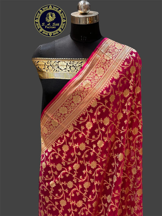 Banarasi 100% Pure khaddi chiffon silk saree