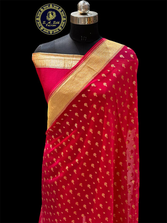 Banarasi 100% Pure khaddi chiffon silk saree