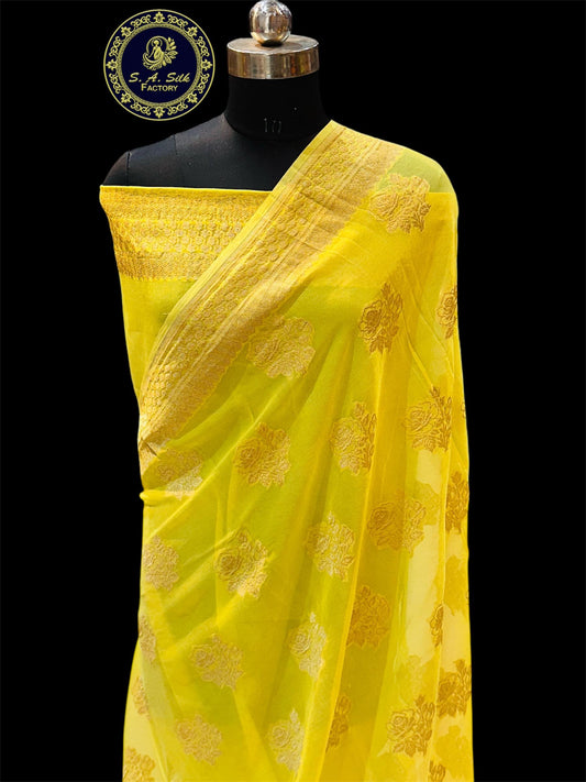 Banarasi 100% Pure khaddi chiffon silk saree