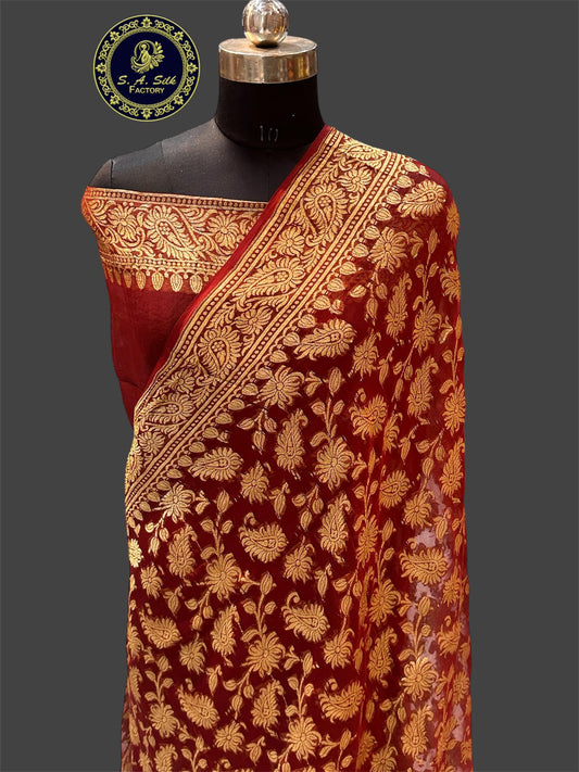 Banarasi 100% Pure khaddi chiffon silk saree
