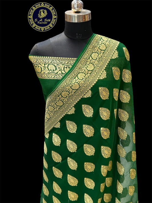 Banarasi 100% Pure khaddi chiffon silk saree