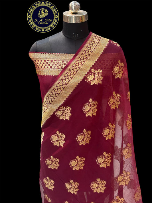 Banarasi 100% Pure khaddi chiffon silk saree